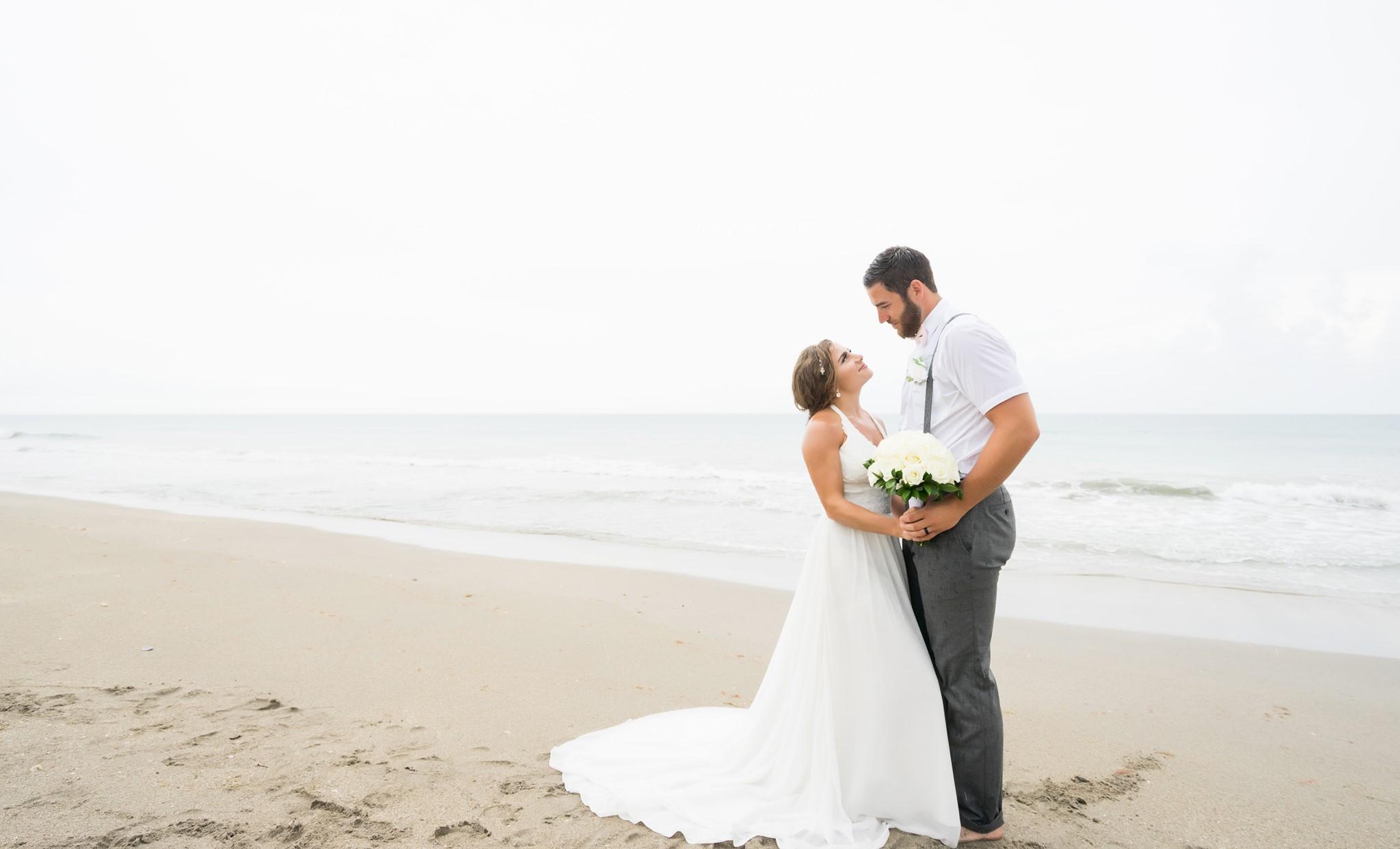 Bride and Groom on the Beach in Hutchinson Island, Florida