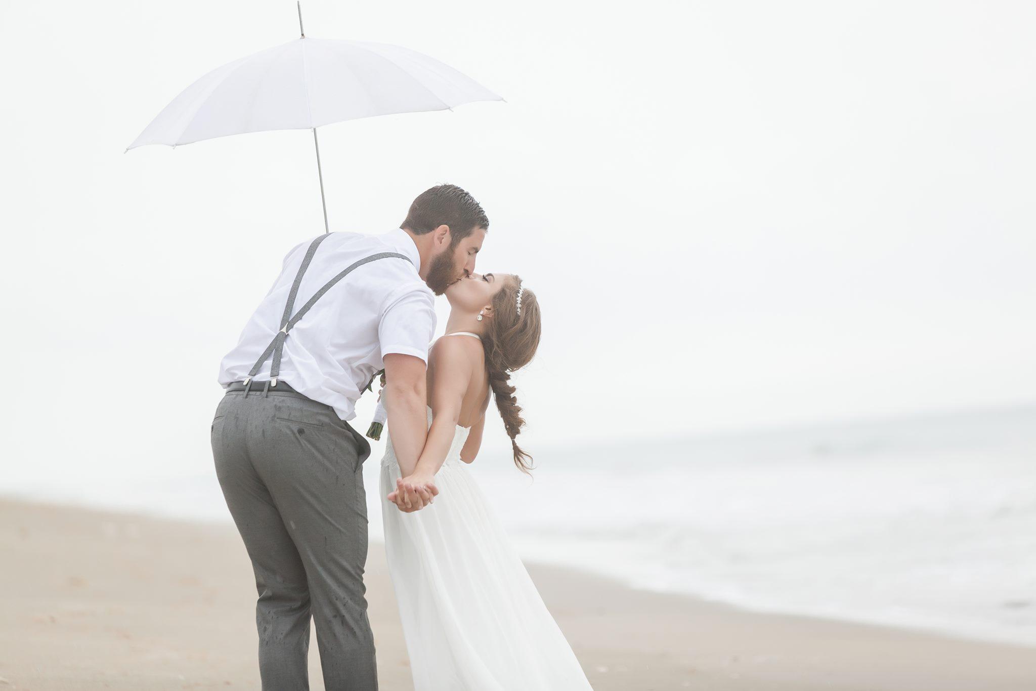 Romantic Beach Wedding in the Rain w/ Umbrella - Hutchinson Island, FL