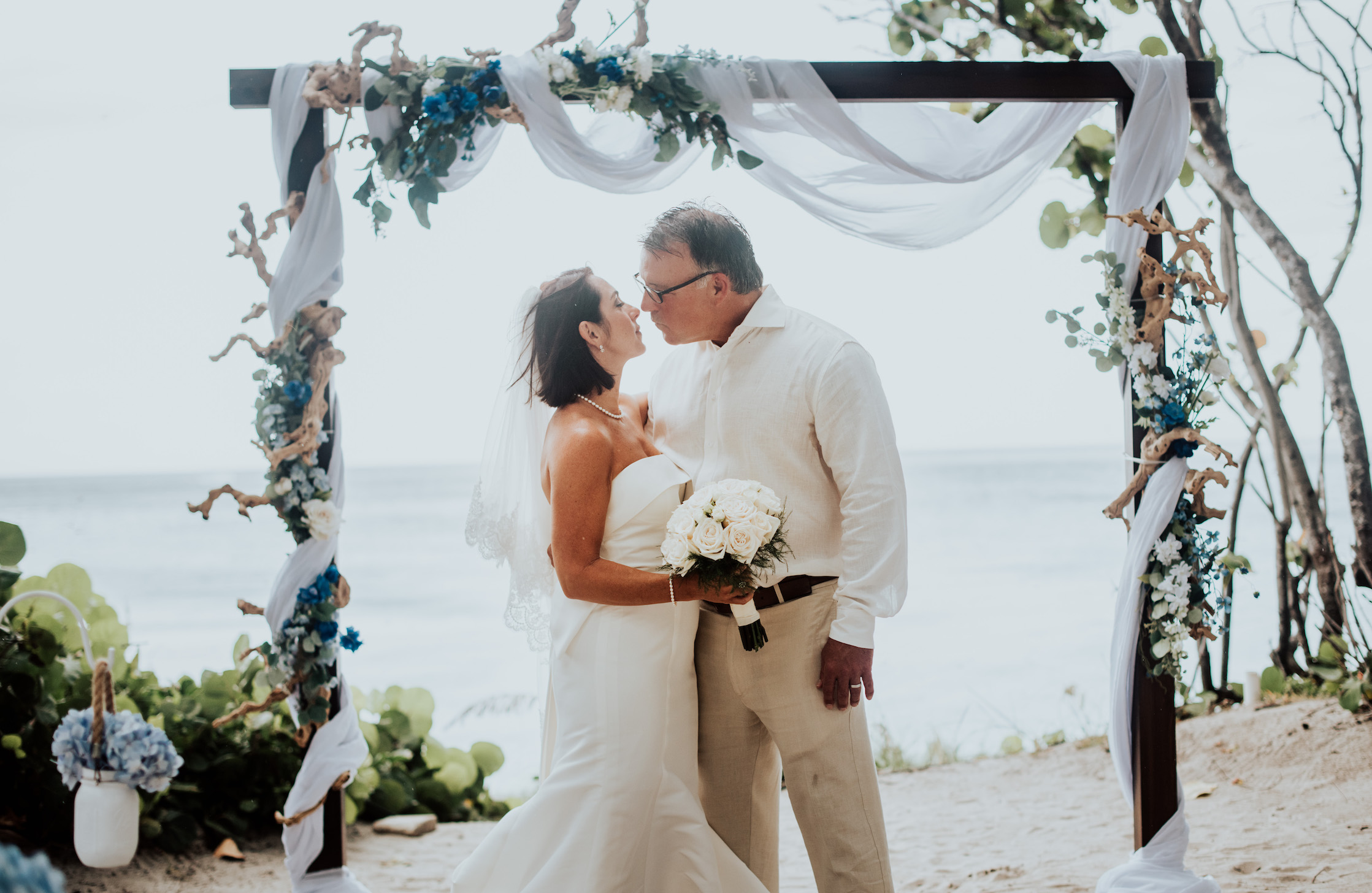 Private elegant beach wedding ceremony