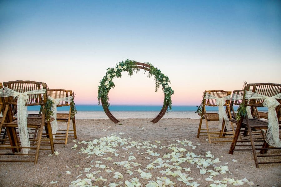 Circular Wedding Arch on a South Florida Beach - Wedding Ceremony Setup