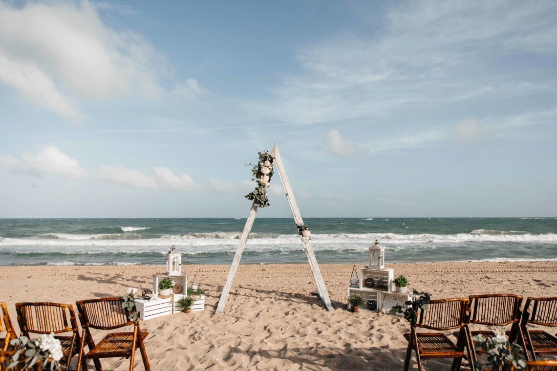 Wedding Ceremony with Angled Arbor - Lauderdale-by-the-Sea