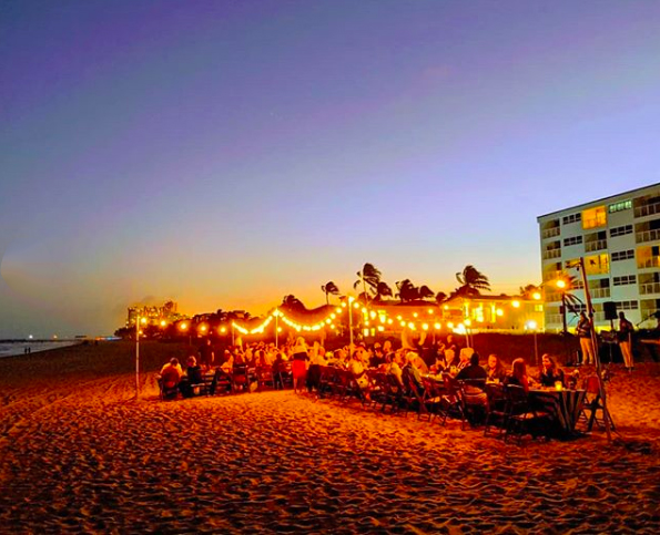 Dusk shot of a Plunge Beach Resort wedding reception