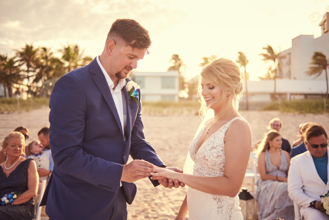 Ring Exchange at a beach wedding - Lauderdale-by-the-Sea