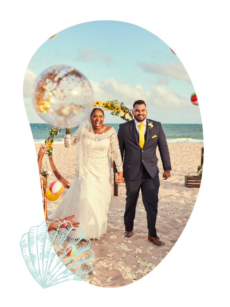 Beach Wedding on Cocoa Beach with Wedding Bells and SeaShells