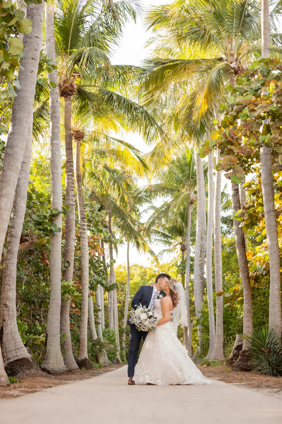 Bill Baggs State Park Weddings - Palm Trees and Couple Embracing