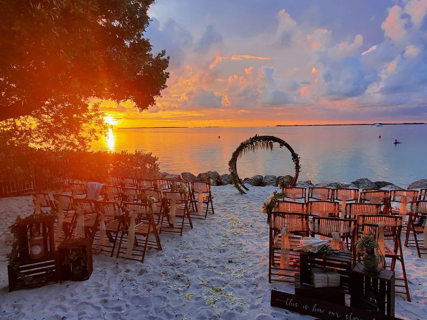 Key Largo - Sunset over a Wedding Ceremony Setup