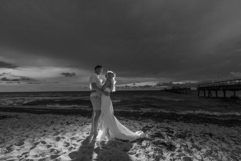 Bride and Groom dance on the beach - nighttime - Lauderdale-by-the-Sea