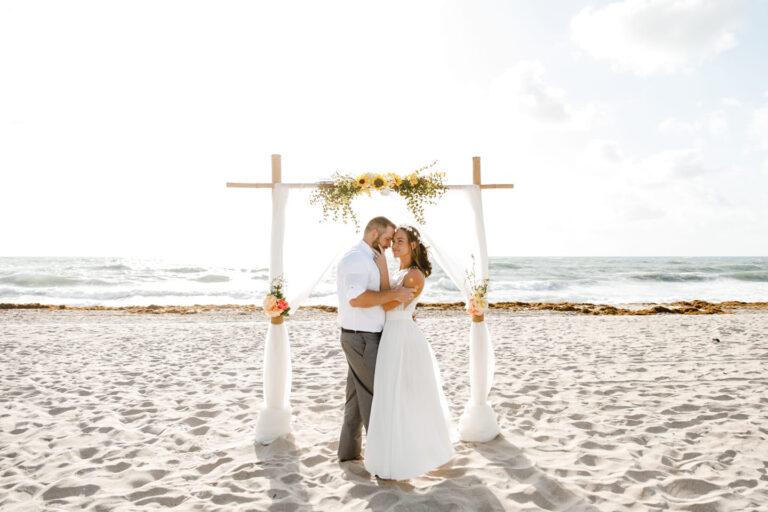 Lauderdale-by-the-Sea beach wedding - bride and groom